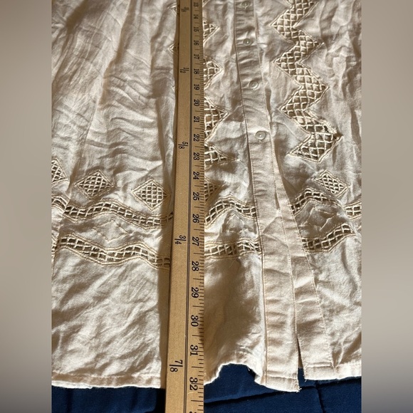 Tularosa Long Embroidered Cream Layered Skirt sz Small - Picture 9 of 11